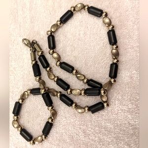 Vintage Unique Black and Silver Beads One-of-a-Kind Necklace 19"